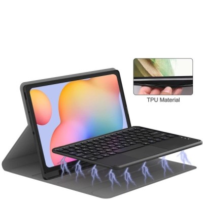 Samsung Galaxy Tab S9 11" / S9 FE 5G / S10 FE / S10 Lite ādas atvēramais melns futrālis ar bluetooth tastatūra | Vacins.lv