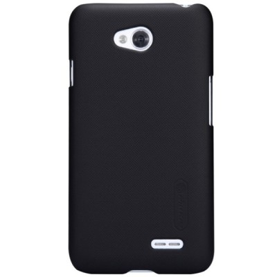 LG L70 D320 Nillkin Frosted Shield melns plastmasas futrālis + ekrāna aizsargplēve / Vacins.lv
