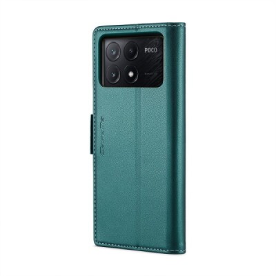 Xiaomi Poco X6 Pro 5G (Redmi K70E) CaseMe Leather solīds atvēramais ādas zaļš maciņš - maks | Vacins.lv