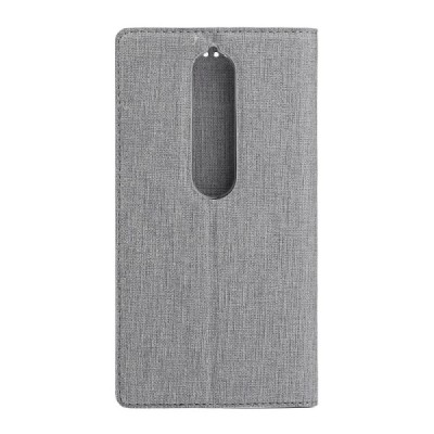 Nokia 6 2018 (6.1) „Vili“ atvērams pelēks ādas maciņš | Vacins.lv