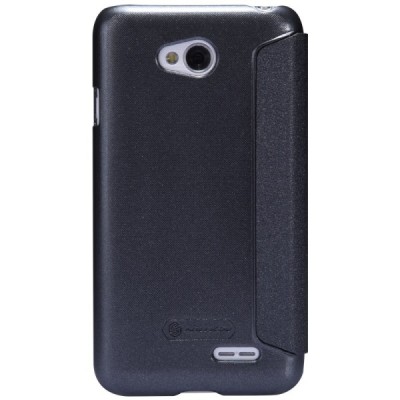 LG L70 D320 juodas odinis atverčiamas Nillkin Sparkle dėklas / Priedai.lt