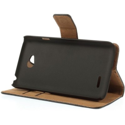 LG L70 D320 atvēramais melns ādas Litchi futrālis - maciņš / Vacins.lv