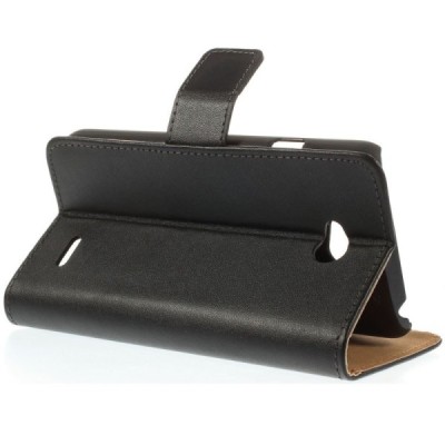 LG L70 D320 atvēramais melns ādas Litchi futrālis - maciņš / Vacins.lv