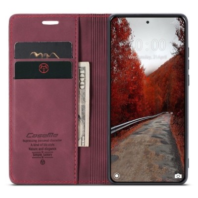 Xiaomi 14 Ultra CaseMe Retro solīds atvēramais ādas bordo maciņš - maks | Vacins.lv