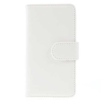 LG L70 D320 atverčiamas baltas odinis Litchi dėklas - piniginė / Priedai.lt