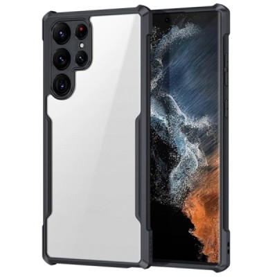 Samsung Galaxy S22 Ultra 5G (SM-S908X) „XUNDD“ dzidrs apmales melnā krāsā cieta silikona (TPU) akrils apvalks | Vacins.lv