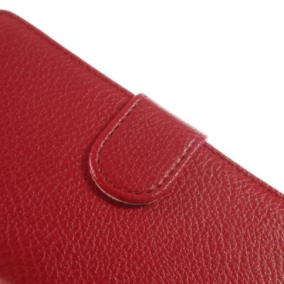 LG L70 D320 atverčiamas raudonas odinis Litchi dėklas - piniginė / Priedai.lt