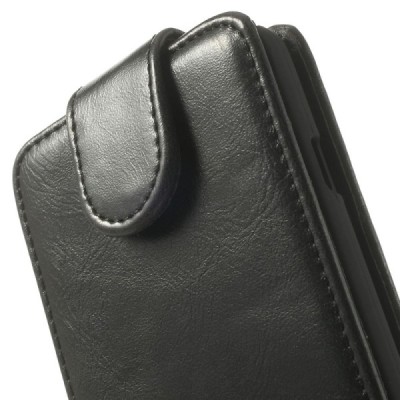 LG L70 (D320) klasikinis vertikaliai atverčiamas juodas odinis dėklas / Priedai.lt