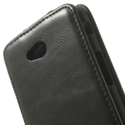 LG L70 (D320) klasikinis vertikaliai atverčiamas juodas odinis dėklas / Priedai.lt