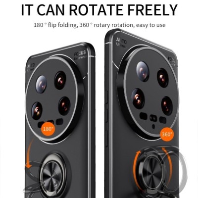 Xiaomi 14 Ultra "FOCUS" Kickstand cieta silikona (TPU) melns apvalks | vacins.lv