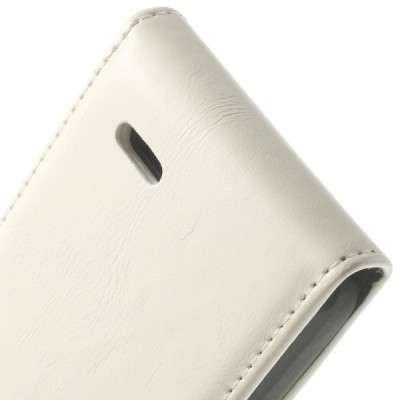 LG L70 (D320) klasikinis vertikaliai atverčiamas baltas odinis dėklas / Priedai.lt