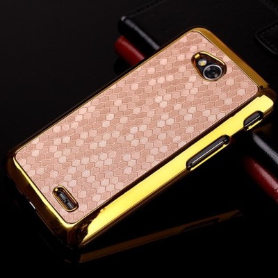 LG L70 D320 elegantiškas šampaninis dėklas su auksiniais apvadais / Priedai.lt