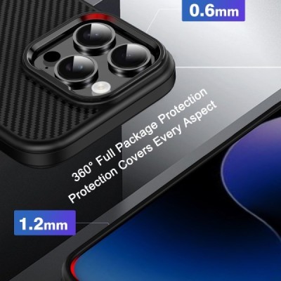 Apple iPhone 16 Pro "IPAKY" Carbon silikona TPU melns apvalks | Vacins.lv