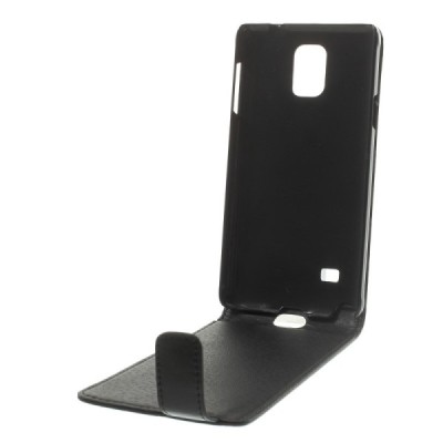 Samsung Galaxy Note 4 (N910) klasisks ādas vertikāli atvēramais melns futrālis / Vacins.lv