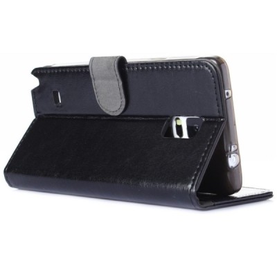 Samsung Galaxy Note 4 (N910) atverčiamas juodas odinis Litchi dėklas - piniginė / Priedai.lt