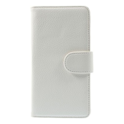 Samsung Galaxy Note 4 (N910) atvēramais sarkans ādas Litchi futrālis - maciņš / Vacins.lv