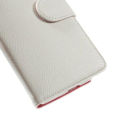 Samsung Galaxy Note 4 (N910) atvēramais sarkans ādas Litchi futrālis - maciņš / Vacins.lv