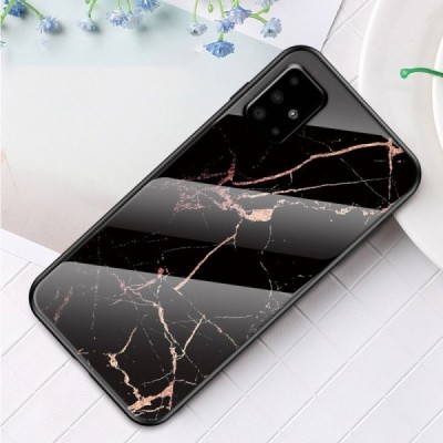 Samsung Galaxy A51 „Marble“ kieto silikono TPU juodas (auksinis) dėklas - nugarėlė | Priedai.lt