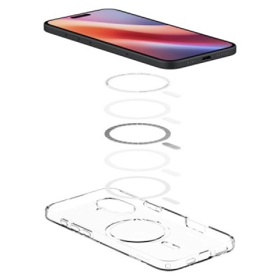 Apple iPhone 16 "Spigen" Liquid Crystal MagFit dzidrs, caurspīdīgs cieta silikona apvalks | vacins.lv