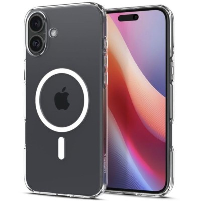Apple iPhone 16 Plus "Spigen" Liquid Crystal MagFit dzidrs, caurspīdīgs cieta silikona apvalks | vacins.lv