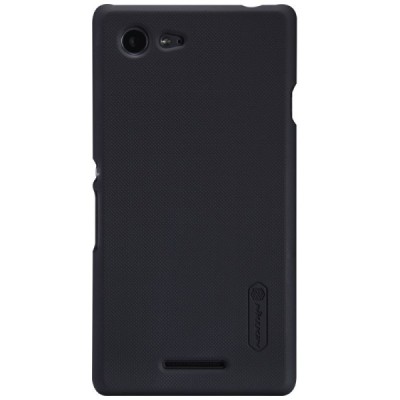 Nillkin Frosted Shield Sony Xperia E3 juodas plastikinis dėklas + apsauginė ekrano plėvelė / Priedai.lt