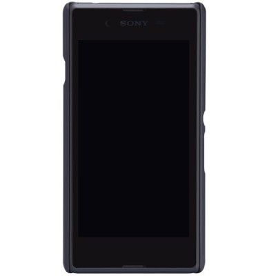 Sony Xperia E3 Nillkin Frosted Shield melns plastmasas futrālis + ekrāna aizsargplēve / Vacins.lv