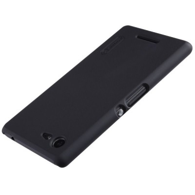 Sony Xperia E3 Nillkin Frosted Shield melns plastmasas futrālis + ekrāna aizsargplēve / Vacins.lv