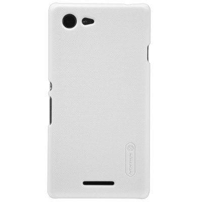 Sony Xperia E3 Nillkin Frosted Shield balts plastmasas futrālis + ekrāna aizsargplēve / Vacins.lv