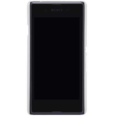 Sony Xperia E3 Nillkin Frosted Shield balts plastmasas futrālis + ekrāna aizsargplēve / Vacins.lv