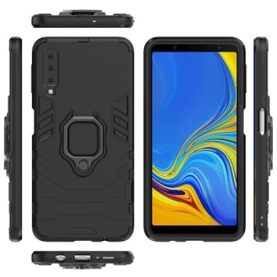 Sustiprintos apsaugos „Kickstand“ Samsung Galaxy A7 2018 juodas kieto silikono (TPU) ir plastiko dėklas | Priedai.lt