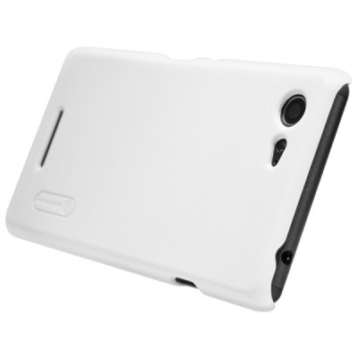 Sony Xperia E3 Nillkin Frosted Shield balts plastmasas futrālis + ekrāna aizsargplēve / Vacins.lv