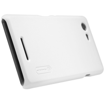 Sony Xperia E3 Nillkin Frosted Shield balts plastmasas futrālis + ekrāna aizsargplēve / Vacins.lv