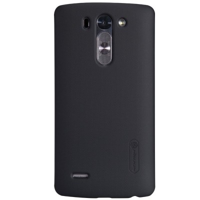 LG G3 S Nillkin Frosted Shield melns plastmasas futrālis + ekrāna aizsargplēve / Vacins.lv