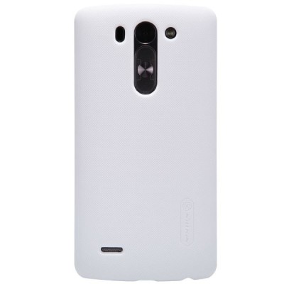 LG G3 S Nillkin Frosted Shield balts plastmasas futrālis + ekrāna aizsargplēve / Vacins.lv