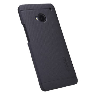 HTC One M7 Nillkin Frosted Shield melns plastmasas futrālis + ekrāna aizsargplēve / Vacins.lv