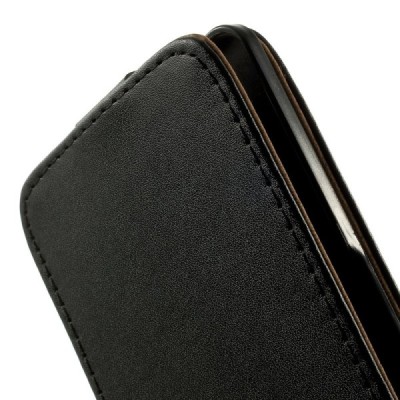 Sony Xperia E3 klasikinis vertikaliai atverčiamas juodas odinis dėklas / Priedai.lt