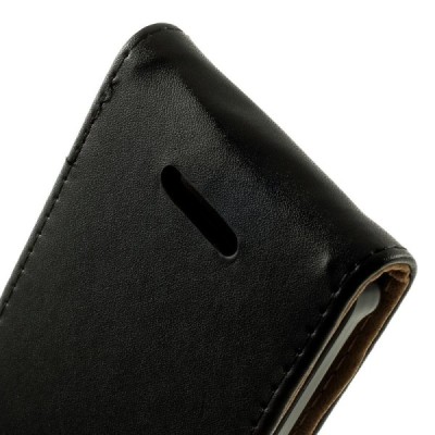 Sony Xperia E3 klasikinis vertikaliai atverčiamas juodas odinis dėklas / Priedai.lt