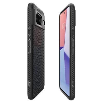 Google Pixel 8 "Spigen" Liquid Air melns cieta silikona apvalks | vacins.lv