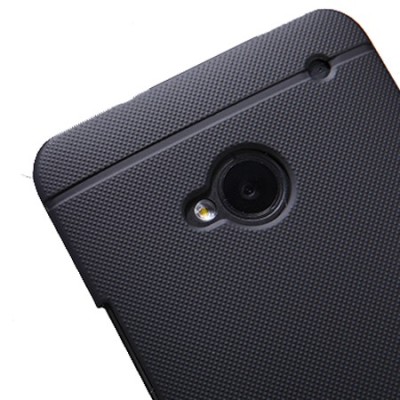 HTC One M7 Nillkin Frosted Shield melns plastmasas futrālis + ekrāna aizsargplēve / Vacins.lv