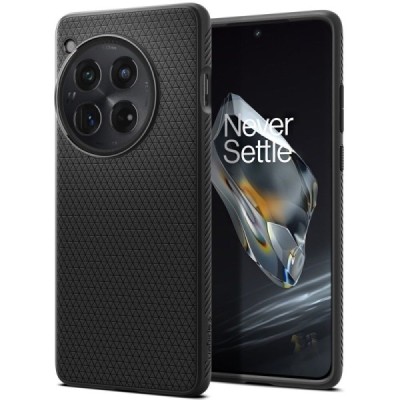 OnePlus 12 "Spigen" Liquid Air melns cieta silikona apvalks | vacins.lv