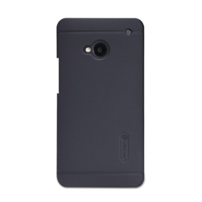 HTC One M7 Nillkin Frosted Shield melns plastmasas futrālis + ekrāna aizsargplēve / Vacins.lv