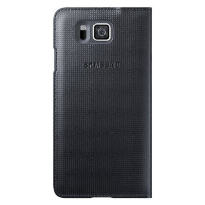 Samsung Galaxy Alpha G850 oficiāls Flip Cover atvērams melns ādas futrālis / Vacins.lv