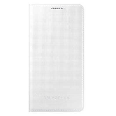 Samsung Galaxy Alpha G850 originalus Flip Cover atverčiamas baltas odinis dėklas / Priedai.lt