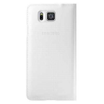 Samsung Galaxy Alpha G850 originalus Flip Cover atverčiamas baltas odinis dėklas / Priedai.lt