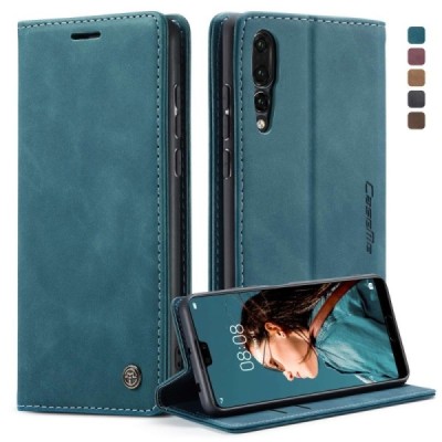 Huawei P20 Pro CaseMe Retro solīds atvēramais ādas zaļš maciņš - maks | Vacins.lv