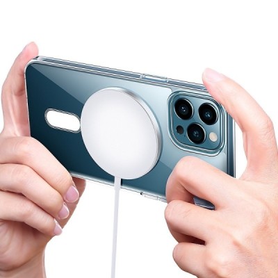 Tubi MagSafe Apple iPhone 13 mini skaidrus (permatomas) kieto silikono dėklas - nugarėlė | Priedai.lt