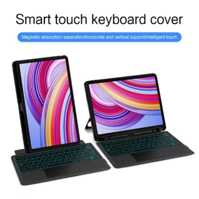 Xiaomi Redmi Pad Pro ādas atvēramais melns futrālis ar bluetooth tastatūra | Vacins.lv