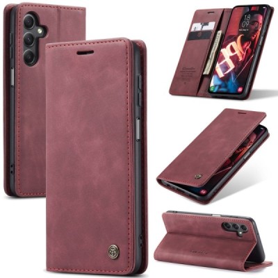 Samsung Galaxy A16 CaseMe Retro solīds atvēramais ādas bordo maciņš - maks | Vacins.lv