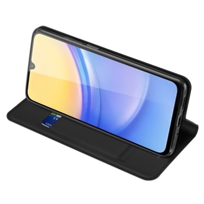 Samsung Galaxy A16 "Dux Ducis" Skin sērijas melns ādas atvērams maciņš | Vacins.lv