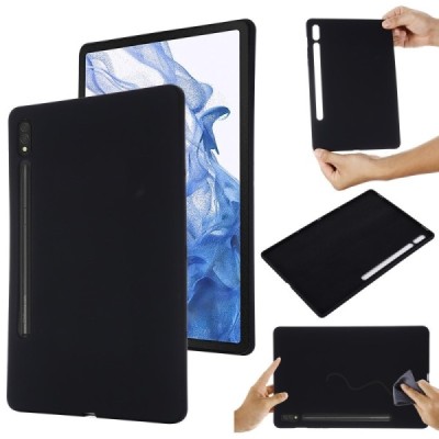 Samsung Galaxy Tab S10 Ultra 14.6" (X920, X926), S9 Ultra "Shell" cieta silikona (TPU) melns apvalks | vacins.lv
